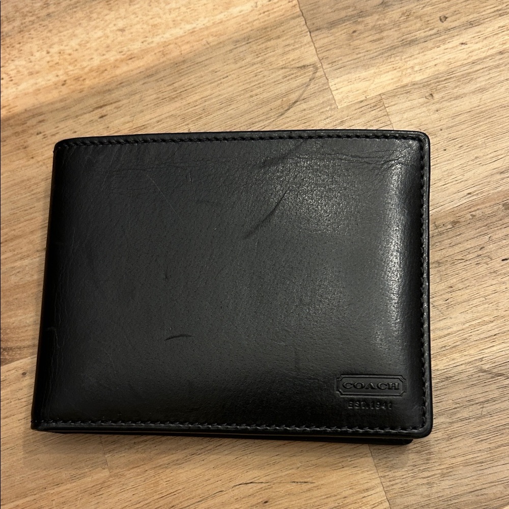 Coach Black Leather Bi-Fold Wallet